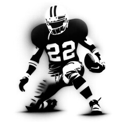 American-football-player in stencil-art style,black and white, generative ai