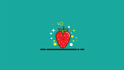 Cute character strawberry fruit vector design, strawberry icon, cute strawberry fruit character