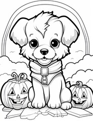 Cute Halloween dog coloring page