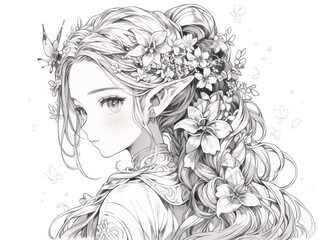 Fototapeta premium elven. Coloring Book, Coloring pages