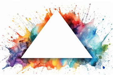 abstract white triangle watercolor with splashes