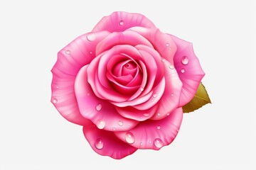 A Beautiful Pink Rose with Glistening Water Droplets