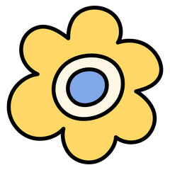 Retro Cartoon Flower Illustration