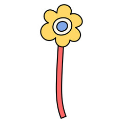 Retro Cartoon Flower Illustration