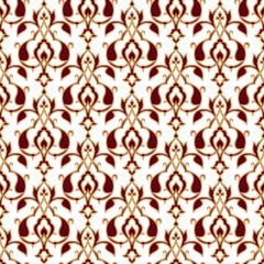Ethnic and ikat seamless pattern designed for carpet or rug with colorful baroque background