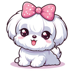 Cute Maltese White Puppy Cartoon