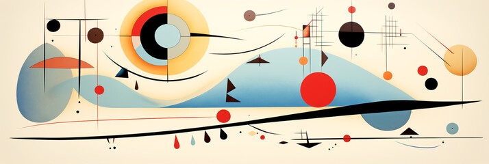 vintage horizontal illustration in abstract surrealism style.