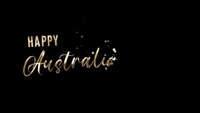 Happy Australia Day text animation, National day of Australia 26 January holiday concept with Australian flag. Happy January 26th Independence day celebration