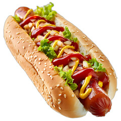Hot dog isolated on transparent or white background, png

