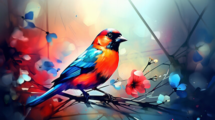 bird on a branch HD 8K wallpaper Stock Photographic Image 