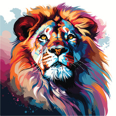 a lion vector pop art style vector illustration. colorful animal art