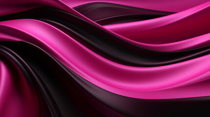 Abstract fluid pink and black wave in motion. 3D render background. Liquid waves for music poster, cover, banner, placard, flyer, presentation