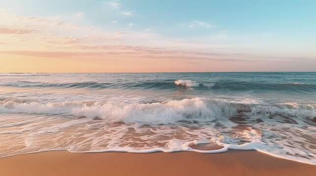 beach at sunset HD 8K wallpaper Stock Photographic Image 