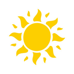 Sun icon. The silhouette of the sun shining brightly on a spring morning