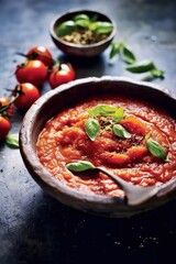 hot italian pomodoro sauce with steam