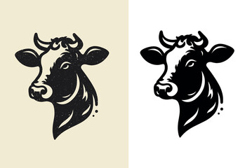 Cow head. beautiful modern simple logo