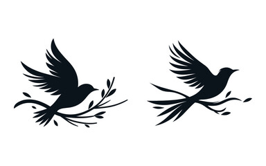 Set of birds, vector silhouette