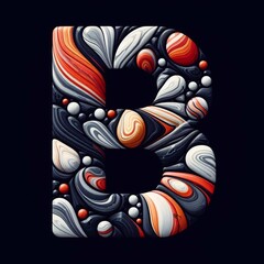 Letter B shape made of marble pebbles. AI generated illustration
