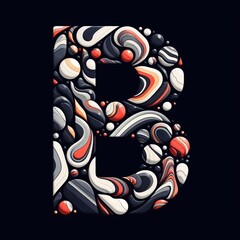 Letter B shape made of marble pebbles. AI generated illustration