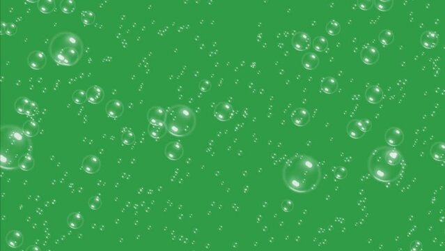 Slow motion of soap air bubbles texture on green screen