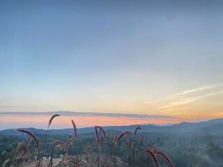 The sunset sky on the mountain from Chiangmai Thailand 