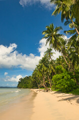 Port Barton, Palawan  Philippines - December 23 2023 - Beautiful coastline and turquoise water at the Port Barton Beach in San Vicente, Palawanin the White Beach near Port Barton