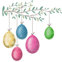 pastel colored Easter eggs illustration. Hand drawn watercolor illustration.