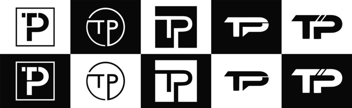 TP logo. T P design. White TP letter. TP, T P letter logo design. Initial letter TP  linked circle uppercase monogram logo. T P letter logo vector design. TP letter logo design five style.
