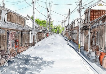 名家が並ぶ古い通り