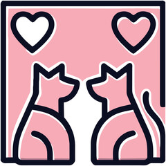 kitties kissing, icon offset fill