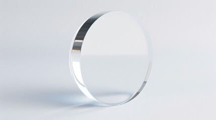 White isolated acrylic block with circular shape.