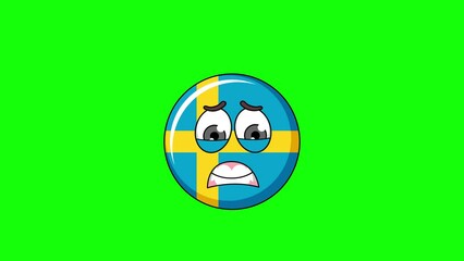 flag of sweden cartoon with a face screaming in fear, emoji emoticon animation
