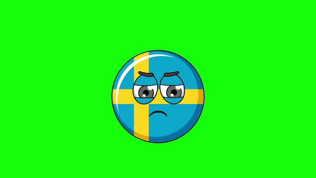 Angry emoticon of flag of sweden character, loop animation emoji