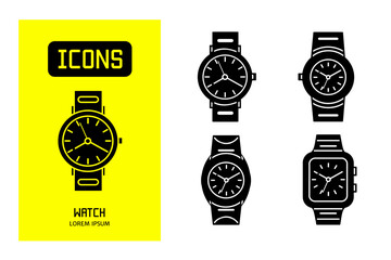 Set of flat icons watch. Vector design for business and stock.