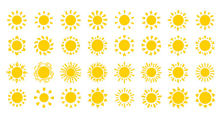 Sun icon. The silhouette of the sun shining brightly on a spring morning