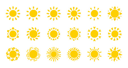 Sun icon. The silhouette of the sun shining brightly on a spring morning