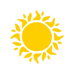 Sun icon. The silhouette of the sun shining brightly on a spring morning
