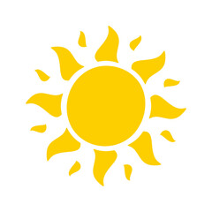 Sun icon. The silhouette of the sun shining brightly on a spring morning
