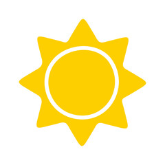 Sun icon. The silhouette of the sun shining brightly on a spring morning