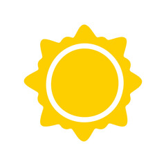 Sun icon. The silhouette of the sun shining brightly on a spring morning