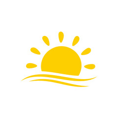 The sun sets on the sea on a summer evening.