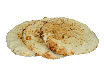 Three flat bread baked (called immigrants pita) in black ovens to eat in breakfast usually. 