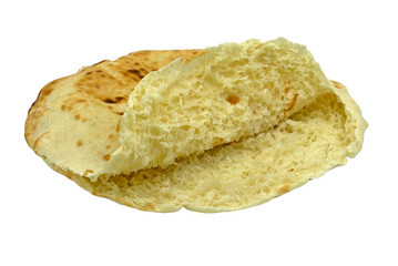 Inside of a flat bread (called immigrants pita) baked in black ovens to eat in breakfasts usually. 