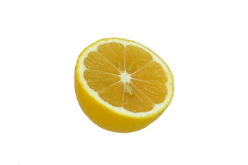 A circular cut slice of a lemon for serving with fish meals