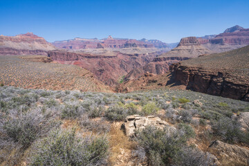 hiking the tonto trail in the grand canyon national park, arizona, usa