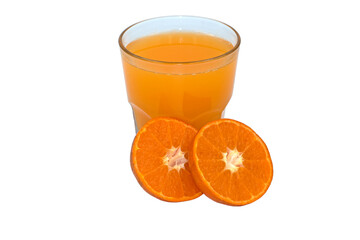 Freshly squeezed tangerine juice in a glass to serve as beverage in breakfasts