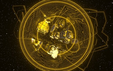 3D Futuristic Illustration of a Structure In Space 