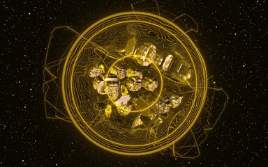 3D Futuristic Illustration of a Structure In Space 