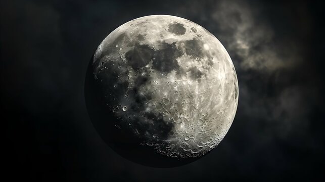 Moon in the night sky with clouds 3D rendering elements of this image furnished by NASA