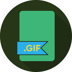 GIF File format icon  Medium sea green fill circular shape